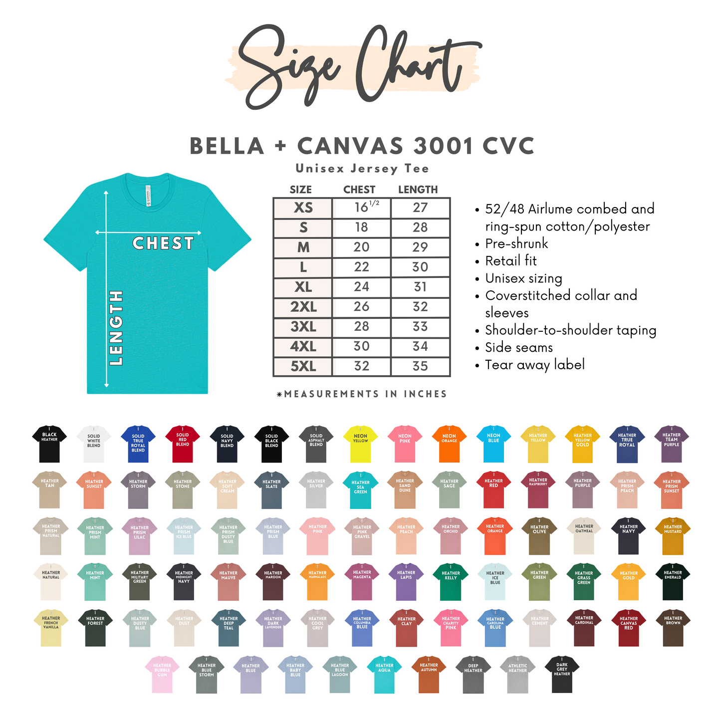 Bella Canvas SOLID colors (3001CVC)