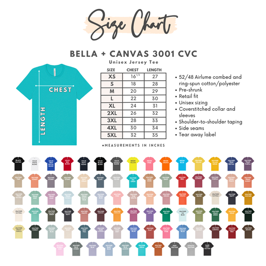Bella Canvas SOLID colors (3001CVC)