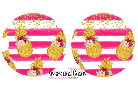 Pink Stripes & Pineapple Coasters