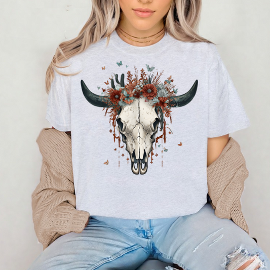 Floral Cow Skull- SUBLIMATION