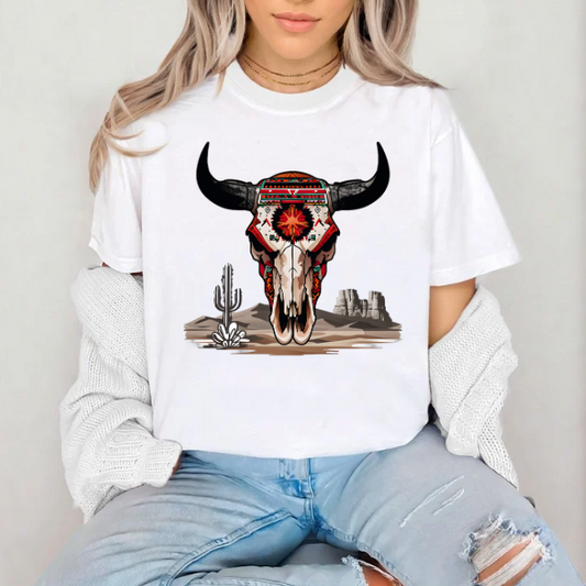 Aztec Cow Skull with red- SUBLIMATION