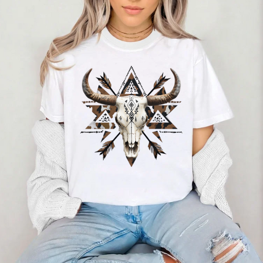 Cow Skull with Arrows (brown and cream)- SUBLIMATION