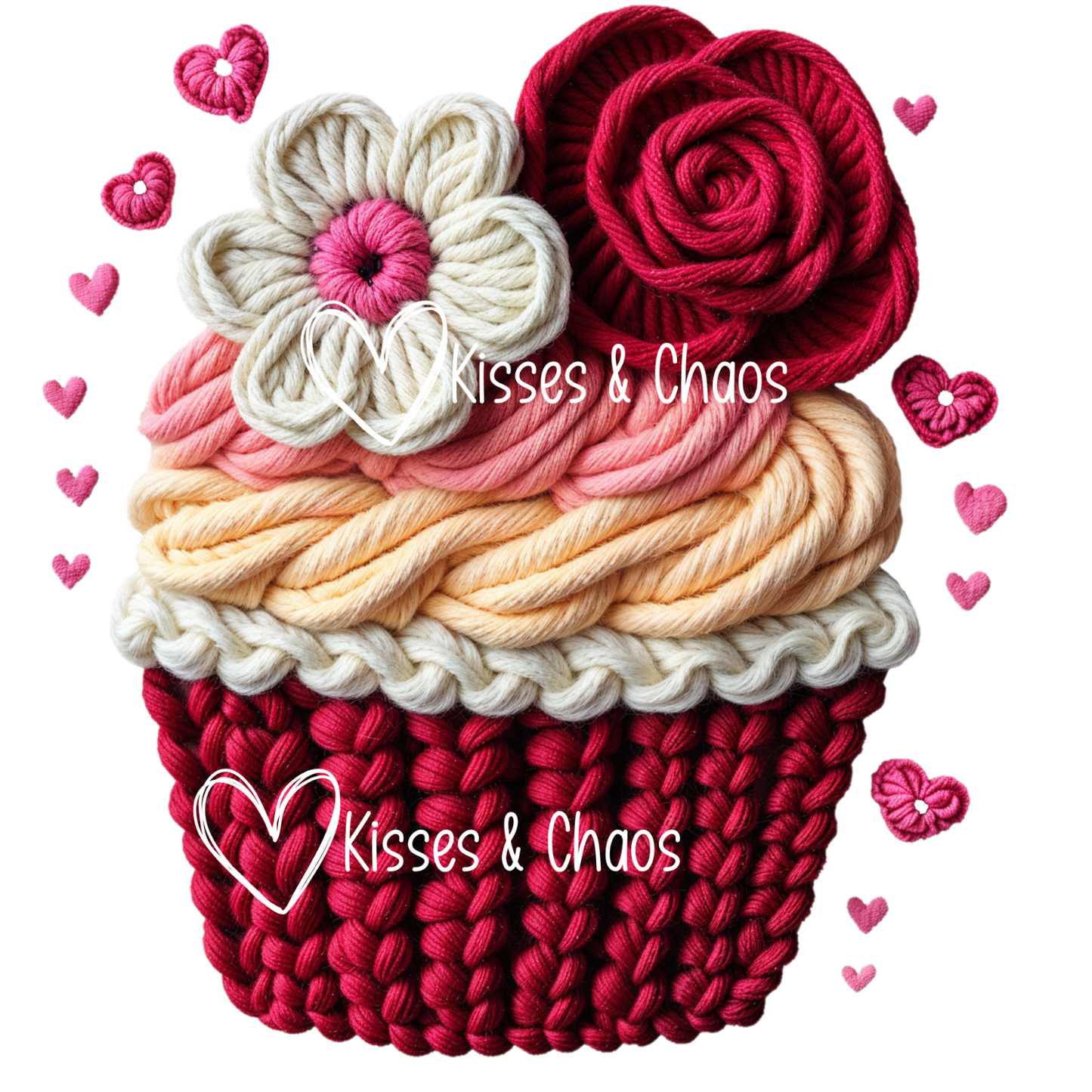 VDAY- Faux Yarn Cupcake